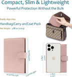 Leather RFID Slim Passport Holder for Travel Women – Passport Wallet for Men with Passport Cover & 3 Card Slots, Zippered Coin Pocket, Cash Holder – Travel Organizer Mother's Day Gift (Pink)