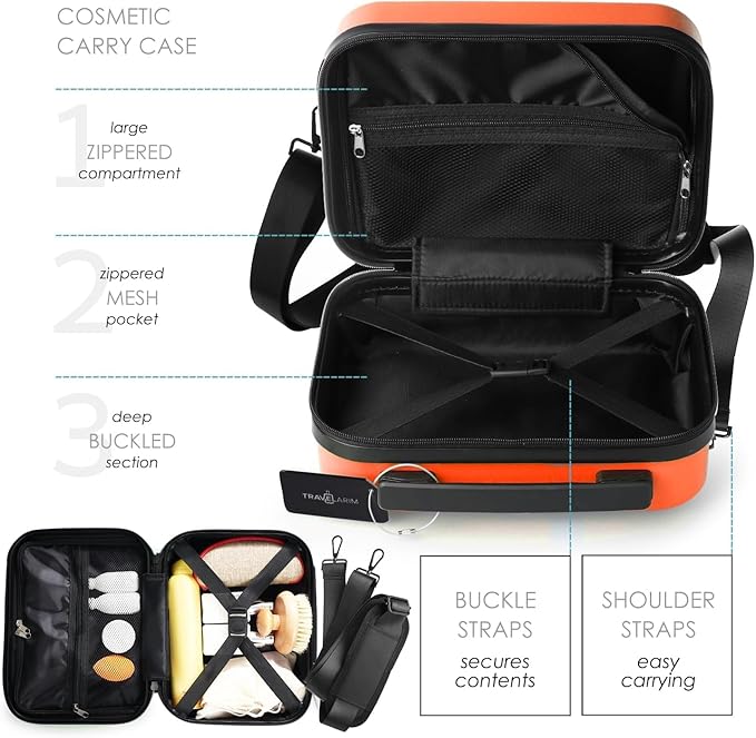 22 Inch Carry On Luggage 22x14x9 Airline Approved, Carry On Suitcase with Wheels, Hard-shell Carry-on Luggage, Orange Small Suitcase, Hardside Luggage Carry On with Cosmetic Carry On Bag