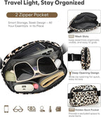 Pritent Fanny Packs for Women Cross Body Bag Waterproof Belt Bag with Adjustable Strap and Zipper Back Pocket Small Crossbody Bags Fashion Waist Packs for Workout Travelling(Leopard)