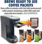 Café Valet Single Serve Coffee Maker, Brews 10 Ounces of Coffee or Hot Water, Compatible with Café Valet Coffee Packs