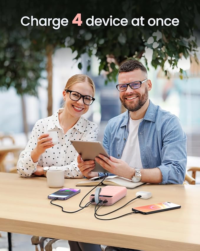 Power Bank Fast Charging 50000mAh - 22.5W Portable Charger USB C Quick Charge with 4 Outputs & 3 Inputs LED Display Huge Capacity External Battery Pack for iPhone, Samsung, iPad etc Pink