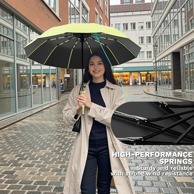 YINBAOGE Compact Travel Umbrella, Automatic Folding Windproof 12 Ribs, 42 Inch Canopy with UV Protection, Durable Lightweight Portable Parasol for Rain & Sun, Fits Car, Backpack, Men & Women