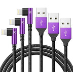 10ft iPhone Charger Cable,3Pack 90 Degree Charging Cable, [Apple MFi Certified] Long Lightning Cable Fast Charging Cord Compatible for iPhone 14/13/12/11/Pro/Max/Mini/X/Plus/8/7/6/Plus/ - Purple