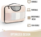 8 Set Packing Cubes for Luggage,Suitcase Organizer in 4 Sizes with Hanging Toiletry Bag and Large Laundry Bag, Carry-On Luggage with Accessories Bag, Cream