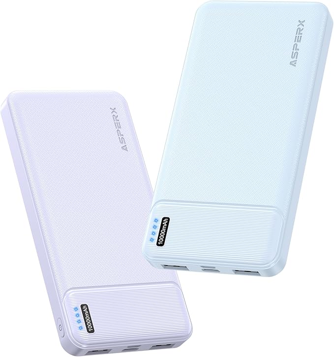 AsperX 2-Pack 10000mAh USB C Output Portable Charger Power Bank Fast Charging, Portable Phone Charger External Battery Pack for iPhone, Android, Google LG and Heated Vest