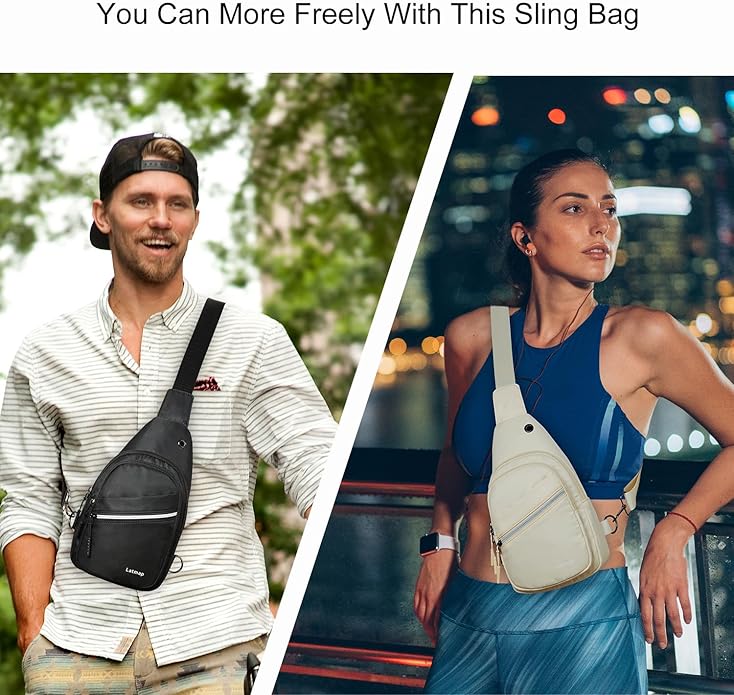 LATMAP Sling Bag For Women Faux Leather Small Casual Daypack Backpack Fanny Pack Crossbody Chest Bags Purse
