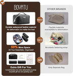 BOYATU Travel Makeup Bags for Women: 3 Pcs Large Make up Bags Set - Vegan Leather Cosmetic Bag for Traveling - Waterproof Toiletry Organizer (L05 Black)