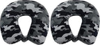 Wolf Essentials Adult Cozy Soft Microfiber Neck Pillow, Compact, Perfect for Plane or Car Travel, Black Camo (Pack of 2)