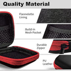 Square Earbud Case Portable EVA Carrying Case Storage Bag Cell Phone Accessories Organizer with Carabiner for Earphone, Earbud, Earpieces, SD Memory Card, Camera Chips, Tech Pouch, Red