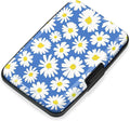 Mayski Credit Card Holder, RFID Blocking, Aluminum Alloy Hard Case, Small Mini Business Metal Wallet for Women Men, Daisy