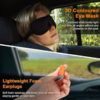 Travel Pillow - Hooded Neck Pillow Airplane Memory Foam Filling for Plane, Office, Cars Sleeping, Road Trip, Long Flights, Airplane Travel Essentials, Includes Eye Mask & Earplugs (Black)
