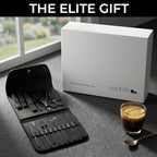 Earth & I Precision-Forged Stainless Steel Manicure Set - 16pc Satin Black Finish Nail Clippers for Thick Nails - TSA Compliant Travel Grooming System - Pedicure & Facial Care Kit - Gift Box