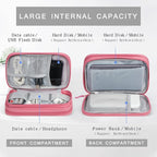Skycase Electronic Organizer Travel Case - Waterproof Travel Cord Pouches for Organization, Cable Organizer, All-in-One Double Layers Storage Bag for Accessories, Charger, Cable, Pink- Large