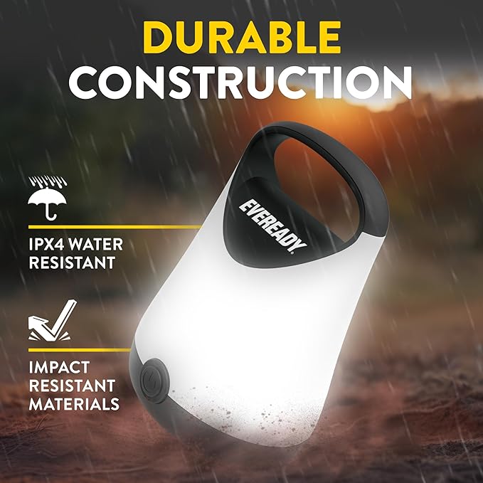 Eveready LED Camping Lantern X-250 (2-Pack), Super Bright Tent Lights, Rugged Water Resistant LED Lanterns, 100 Hour Run-time (Batteries Included), Black