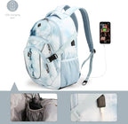 Swissdigital Laptop Backpack with USB Charging Port, Travel Backpack Fits 15.6 inches Computer, 31L Backpack for Men, Polka Blue | SD803-105