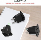 JACKYLED ETL Listed 3-2 Prong Converter Polarized Grounding Adapter 3-Prong to 2-Prong Adapter Fireproof Material 392℉ Resistant Wall Outlets for Household Appliances Industrial, Black, 8 Pack