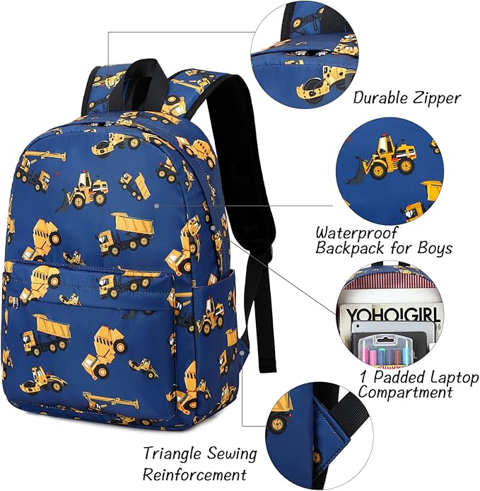 CAMTOP Preschool Backpack for Kids Boys Toddler Backpack Kindergarten School Bookbags (Engineering Navy)
