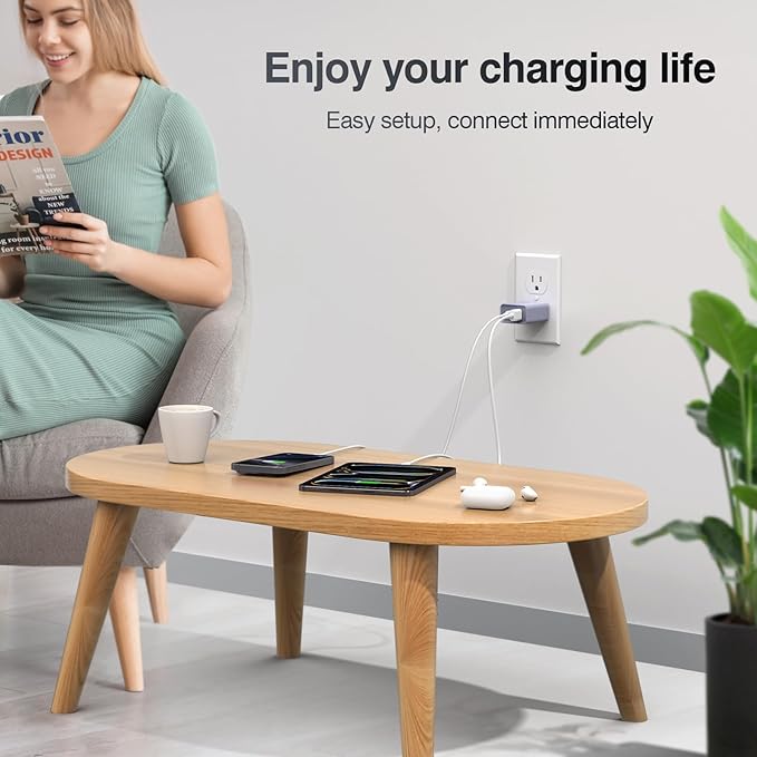 [2 Pack] USB-C Wall Charger, 20W Dual Port QC+PD3.0 Power Adapter, Double Fast Plug Charging Block for Samsung Galaxy S24 S23/S23+/S23Ultra/S22/S22+/S22 FE/Note 20Ultra, iPhone 16/17 Brick Box, Purple