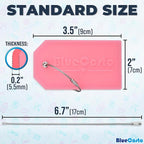 BlueCosto - Luggage Tags - Large, Pink, 5 PK - PVC Suitcase Tags w/Privacy Cover & Stainless Steel Wire Loops - Personalized Baggage Identifiers for Travel - Backpack Name Labels