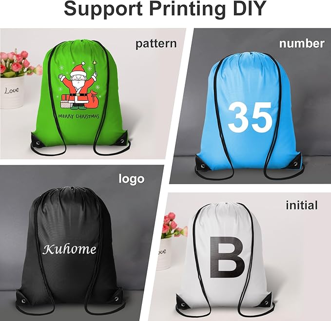 Kuhome 6Pcs Drawstring Backpacks Bulk String Bag Cinch Sack Pack Storage Knapsack Polyester Gift Bags Sports Drawstring Bags for Trip Gym Party Bags(6 Colors)