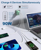 90W GaN USB C Charger Block [2 Pack],6-Port USB C Wall Charger Fast Charging 45W PD Power Adapter for MacBook Air/iPad Pro/iPhone 17Pro Max/Samsung Galaxy S24 Ultra/Tabs for Home Travel