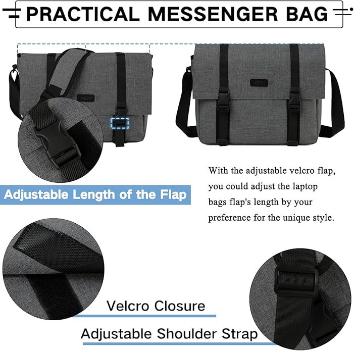 VASCHY Messenger Bag,Water Resistant Casual Lightweight Slim Crossbody Shoulder Bag for Men Women Work School for 14in Laptop