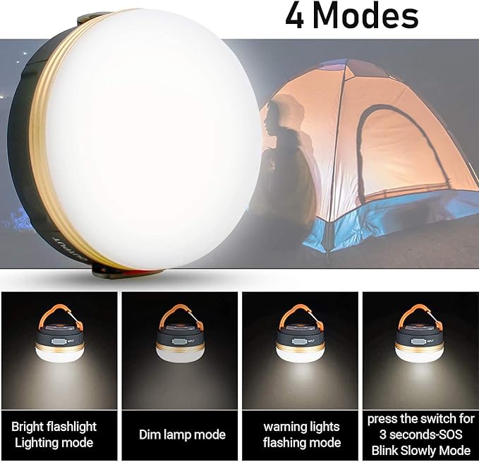 Censinda LED Camping Lantern, Rechargeable & Portable Tent Light, 300LM,3 Light Modes,1800mAh Power Bank,with Magnet Base,Electric Lantern Flashlight for Camping/Hiking/Fishing/Hurricane/Emergency