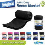 Cloudz Cozy Fleece Airplane Travel Blanket for Your Flight, Car, Camping, Home or Comforting Warmth Anywhere! - Black