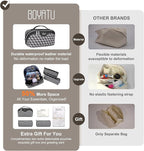 BOYATU Travel Makeup Bags for Women: Large Capacity Cosmetic Bag Set of 3 - Vegan Leather Make up Bags with Compartments - Wide Open Waterproof Toiletry Organizer Bag with Handle (P-04-Black)