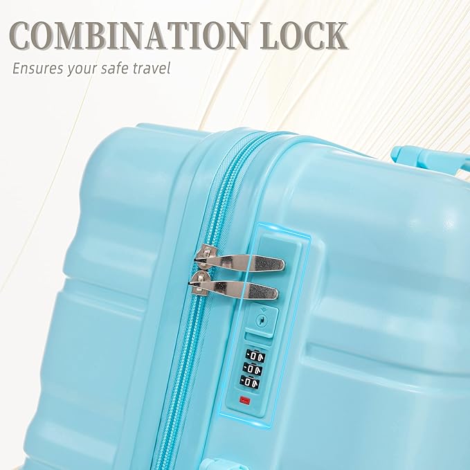 Luggage Sets 3 Piece with Double Spinner Wheels, Carry on Hardshell ABS Suitcases Set with TSA Lock, Lghtweight Checked Luggage for Different Travelling (Blue, 20"/24"/28")