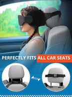 SARISUN Travel Pillow, Car Travel Pillow with 3D Eye Mask for Sleep, 360° Head Support Strap for All Car Seat, Road Trip Essentials, Stop Bobblehead, Black