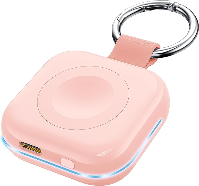 HUOTO Portable Wireless Charger for Apple Watch Accessories,for Apple Watch Series 11/10/9/8/UItra 2/UItra/7/6/5/4/3/2/SE,Compact Magnetic iWatch Charger 1200mAh Power Bank Keychain Travel Style Gift