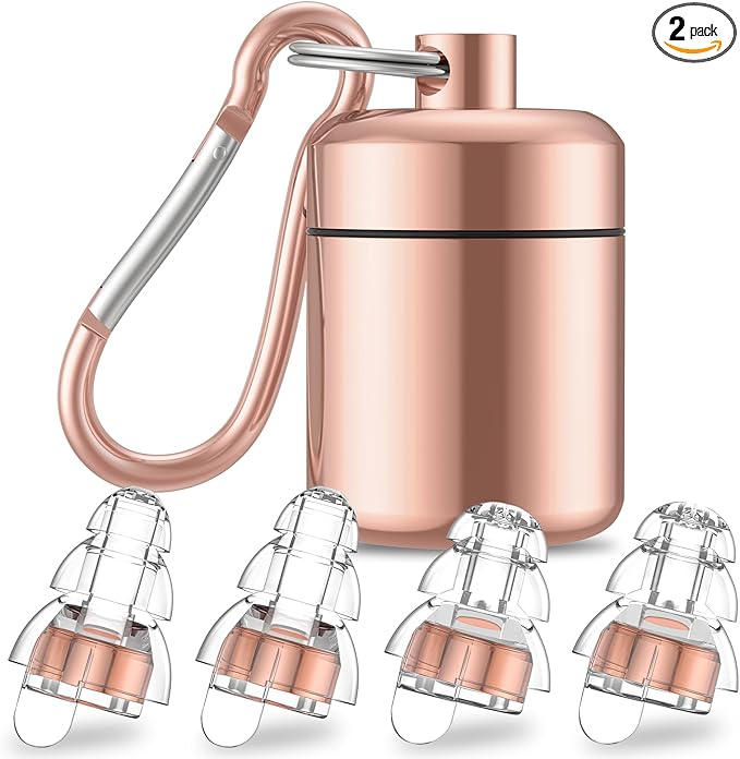 High Fidelity Concert Earplugs for Concerts Musicians，Earplugs for noise reduction，24db Advanced Filter Technology Ear Protection for Music Festivals,DJ's, Nightclub, Drummers - 2 Pairs（Rose Pink）
