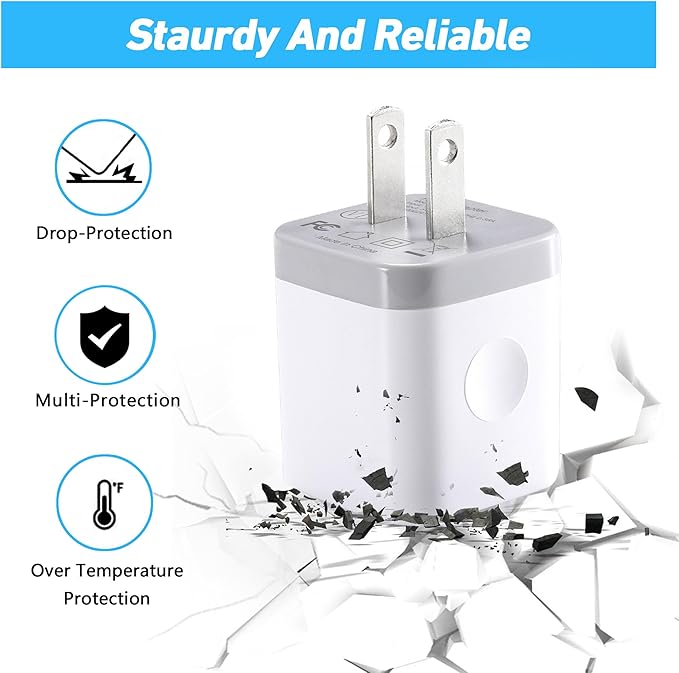 X-EDITION USB Wall Charger, 4-Pack 2.1A Dual Port USB Cube Power Adapter Charger Plug Charging Blocks Brick for iPhone 16e/16/15/14/13/12/11/XS/X/8/7/6 Plus, Watch Series/Ultra, Galaxy, Moto, Android