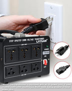 LVYUAN 3000 Watt Voltage Converter Transformer Heavy Duty Step Up/Down AC 110V/120V/220V/240V Power Converter with 3 US Outlets, 3 Universal Outlets, Resettable Circuit Breaker Protection