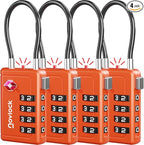 Luggage Locks TSA Approved with Inspection Indicator and Resettable 4-Digit, Easy-to-Read Combination, TSA Locks for Luggage, Suitcases, Backpacks & Travel Bags, Orange, 4-Pack