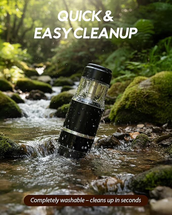 Portable Coffee Maker for Travel & Camping, Travel Lightweight Coffee Machines, Manually Operated, Compatible Ground Coffee & NS Capsule (Black)