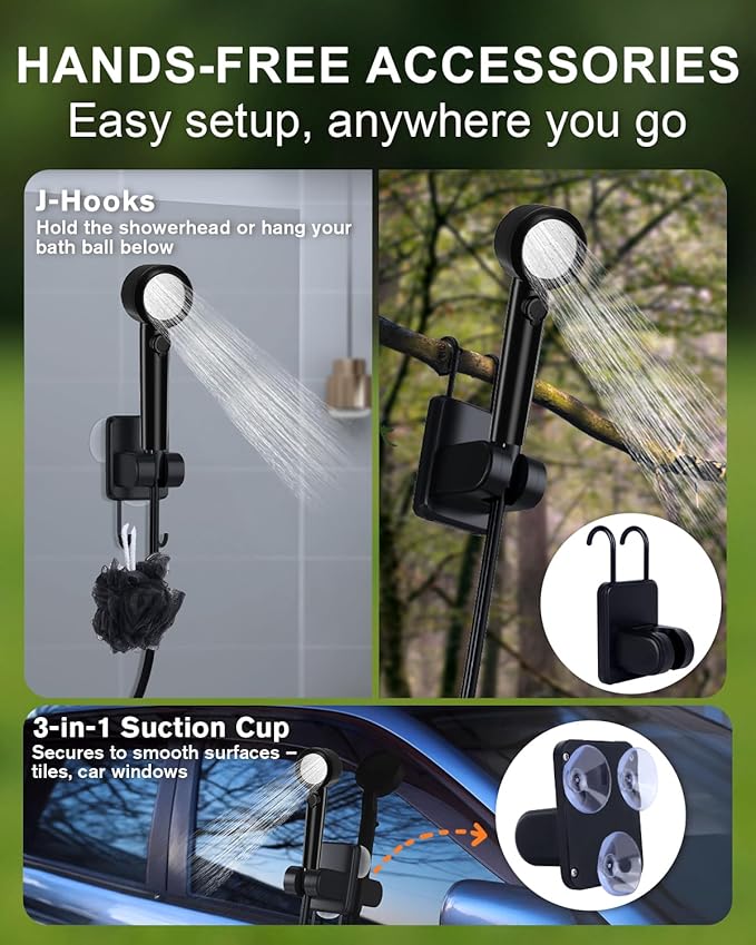 Spopal Portable Integrated Camping Shower with 20L Bucket, Temperature Measurement & Fruit Washing Mode, LED Digital Display, IPX8 Waterproof, 13000mAh Battery for Hiking, Travel, Car, Pet