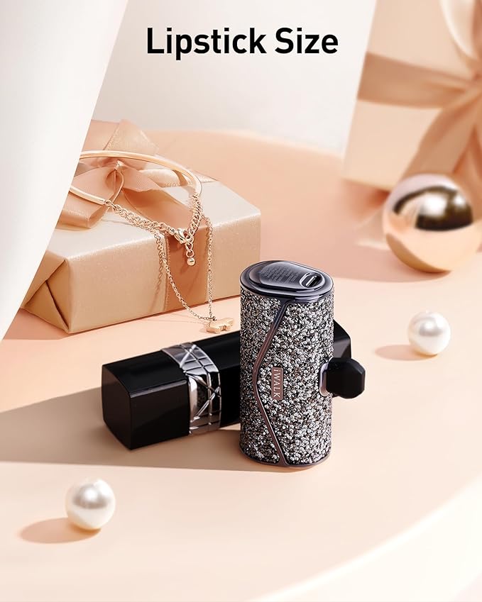 iWALK Upgraded Sparkly Portable Charger 22.5W, 5000mAh Power Bank for iPhone 17/16/15 Series, Mini Battery Pack with Built-in USB-C Connector Compatible with Samsung S25/24, iPad Pro/Air, AirPods