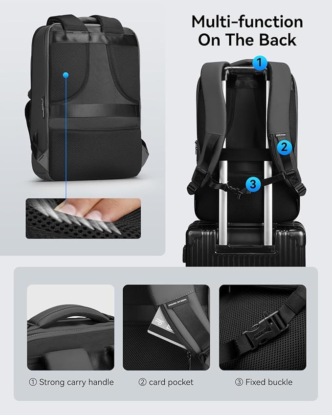 Muzee Backpack for Men Waterproof and Travel Laptop Backpack with USB Charging, Fits 17 Inch Laptop and Tech Gear