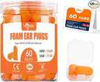 VOISEN 60 Pairs Foam Ear Plugs, Ear Plugs for Sleeping Noise Cancelling, 32dB NRR, 37dB SNR Earplugs for Sleeping, Snoring, Studying, Loud Events, Traveling & Concerts, A Storage Box, Orange