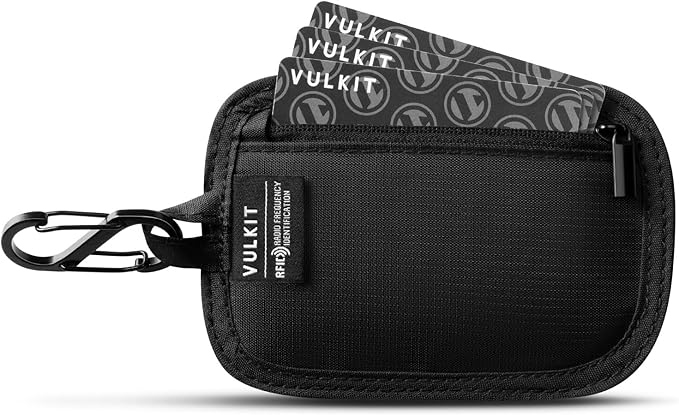 VULKIT RFID Blocking Clip Stash Pocket Small Slim Hidden Zipper Pouch Travel Safety Anti Theft Pickpocket Wallet Black