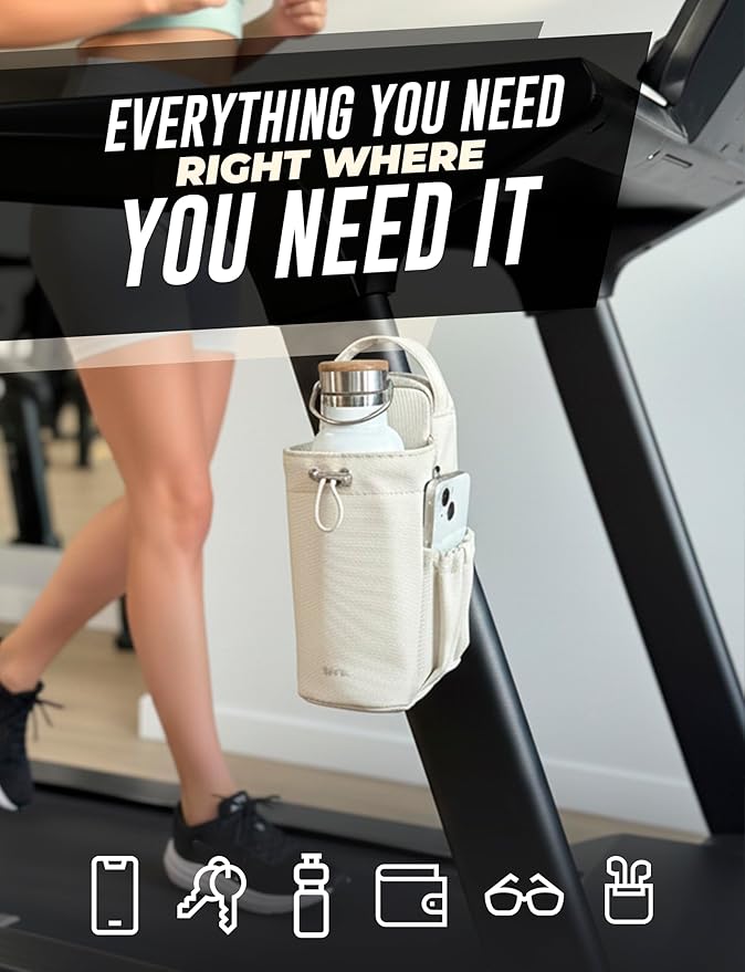 kyrra. Magnetic Gym Bag Beige with Water Bottle Holder Reusable Pouch 2 Bags in 1 Compact Crossbody Small Sports Training Bag Durable Waterproof Fitness Organizer Workout pouch for Men Women Travel