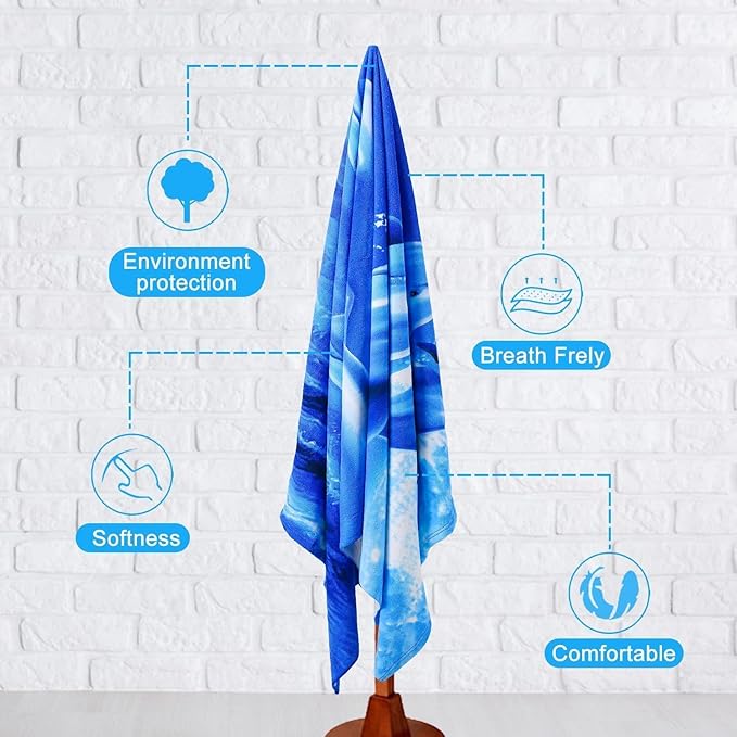 Genovega Oversized Terry Beach Towel 36 x 72 in Soft Extra Large Big Pool Swim Towels for Adults XL Clearance Big Travel Blanket Cruise Vacation Accessories Essentials Lounge Chair Cover Dolphin Sea