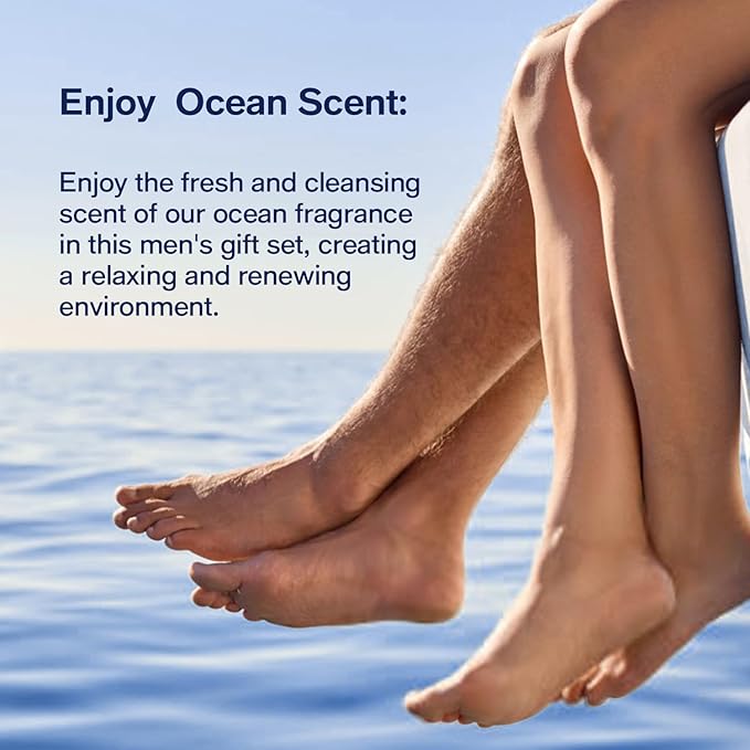 Father's Day Gift 12Pcs Men's Birthday Gift Ideas Ocean-Scented Bath Spa Set - Skin Care Gift Kit for Him, Ideal Men Gifts for Christmas, Self-Care PEARLWORLD