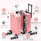 Krute Carry On Luggage 20 inch Aluminum Frame Luggage with Spinner Wheels Hardshell No Zipper PC+ABS TSA Lock Zipperless Suitcases Pink