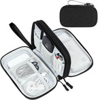 FYY Electronic Organizer, Travel Cable Organizer Bag Pouch Electronic Accessories Carry Case Portable Waterproof Double Layers All-in-One Storage Bag for Cable, Cord, Charger, Phone, Pattern Black (M)