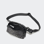 Pander Two Way Zipper Fanny Pack Nylon Everywhere Belt Bag for Women, Water Repellent Waist Packs, Crossbody Bags with Adjustable Strap (Grey Leopard)