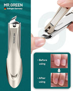 MR.GREEN 9-in-1 Manicure & Pedicure Set – Professional German Stainless Steel Nail Clippers Grooming Kit with Splash-Proof Nail Clipper & Genuine Leather Travel Case (Cognac Brown)