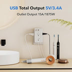 BN-LINK Multi Plug Outlet, 6 Wall Outlet Extender with 3 USB Charging Ports (1 USB C) Total 3.4A, 3-Sided Outlets Splitter Multiple Outlet Wall Plug for Home Office Dorm Room
